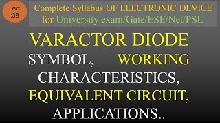 Lec 38 Varactor DiodeSymbol Working CharacteristicsEquivalent Circuit Applications  EDC [upl. by Nuahsyar]