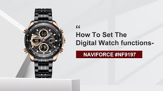 How to set the NAVIFORCE multifunctional LED Digital mens watch NF9197 adjust the smartwatch [upl. by Janie428]