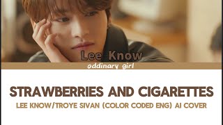 Lee Know AI  Strawberries and Cigarettes Lyrics Color Coded Lyrics [upl. by Niletac]