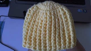 How to crochet Easy Ribbed Beanie  Hat Style 1 [upl. by Dibri]