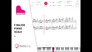 F Major Piano Scale Sheet Music and Backing Track 🎹 [upl. by Nalehp]