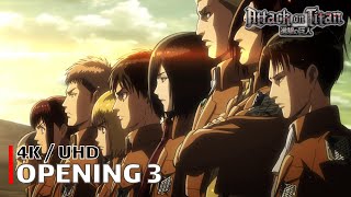 Attack on Titan  Opening 3 【Shinzou wo Sasageyo】 4K  UHD Creditless  CC [upl. by Wun]