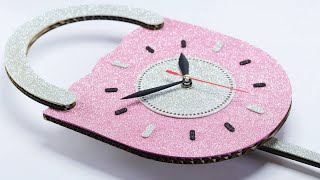 Transforming Cardboard into Pendulum Wall Clock Trendy Cardboard Craft [upl. by Kcirdahs]