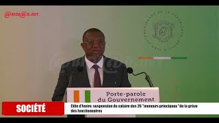 Côte dIvoiresuspension du salaire des 26 quotmeneurs principaux quotde la grève des fonctionnaires [upl. by Eanwahs]