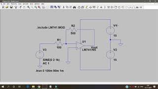 Inverting Amplifier using LM 741 Opamp in LT spice [upl. by Leagiba]