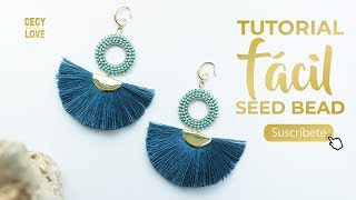 ARETES CON BORLAS FACIL DE HACER Con Cecy Love Bisuteria [upl. by Nelie]