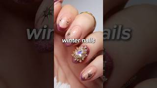 Nail Charm Application ✨ Winter Cat Eye Nails nailart [upl. by Ylicis]