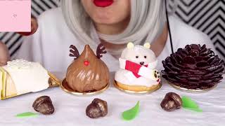 BITES ONLY MOXIE BEAST ASMR Eating Christmas holiday cakes [upl. by Sudaorb]