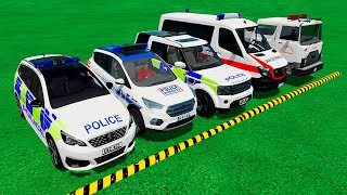 TRANSPORTING ALL POLICE CARS amp AMBULANCE EMERGENCY VEHICLES WITH MAN TRUCKS  Farming Simulator 22 [upl. by Ilzel]