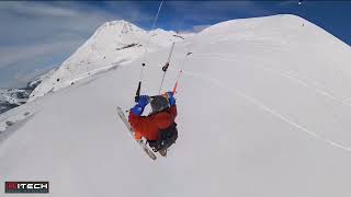 Snowkite Col Du Lautaret France Snowkite hang sailing Kitech FRS v2 12 m2 [upl. by Mel]