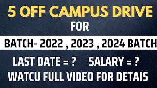 5 Off campus drive for 2022  2023  2024 batch  Off Campus Drive  Freshers Jobs 2024 [upl. by Damicke]