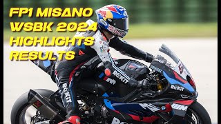 FP1 WSBK misano 2024 BMW lead of kawasaki and ducati [upl. by Aivekal]