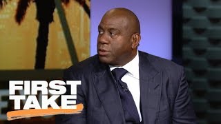 Magic Johnson excited for Lonzo Ball 201718 Los Angeles Lakers  First Take  ESPN [upl. by Ylyl]