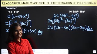 Q1 to 10 Ex  3B  Ch  3  Factorisation of Polynomials  RS Aggarwal Math class 9  RN Glory [upl. by Bonney844]