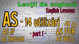 Lectii Engleza Video  AS  14 Uses 14 Utilizari ale lui AS  part 1  English Video Lessons [upl. by Dilaw722]