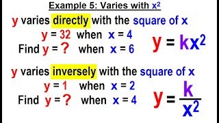 Algebra  Ch 33 Variation 8 of 13 Example 5 Varies with x2 [upl. by Shu893]