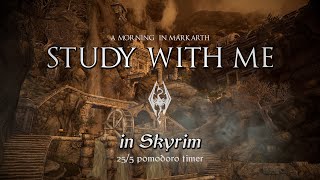 Study with Me in Skyrim  Morning in Markarth  255 Pomodoro Timer 2hr 4K [upl. by Oilasor804]