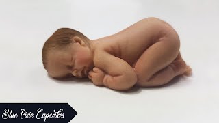 How to make Fondant Sleeping Baby  Baby Shower Cake  Cupcakes Topper  Tutorial [upl. by Kendry935]