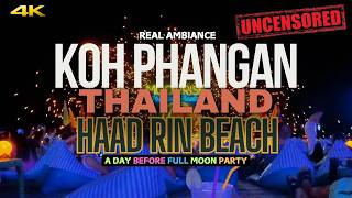 4K Walking Tour Koh Phangan haadrin Beach Before Full Moon Party thailand kohphangan fullmoon [upl. by Bruis]