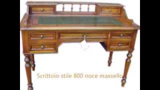 Riproduzioni depocascrittoio stile 800 in noce con piano estraibile in pelle e gamba tornita [upl. by Gittle391]