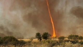 Tornado Engulfed by Fire Caught on Tape  Good Morning America  ABC News [upl. by Cristen923]