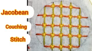 Jacobean couching stitch hand embroidery tutorial [upl. by Addia]