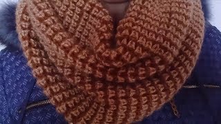 Knitting Snood wrap scarf Neckwarmer boucle Part 1 [upl. by Liborio752]