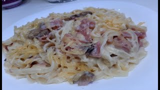 Recette Tagliatelle carbonara وصفة تاجليتيل كاربونارا [upl. by Anallese545]