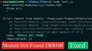 Module not found problem in vs code  nodeinternalmodulescjsloader1078throw err  Quick fix [upl. by Doehne]