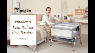 Teknum FELLOW 2 Twin Bedside Crib Bassinet [upl. by Yggam]