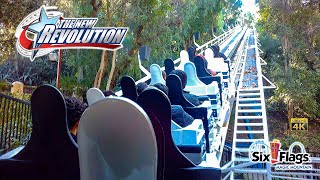 2024 The New Revolution Roller Coaster On Ride Back Row 4K POV Six Flags Magic Mountain [upl. by Camella]