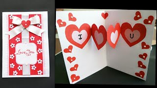 DIY Valentines Heart Pop Up Card  Simple and Easy Handmade Pop Up Card for Valentine [upl. by Nehr]