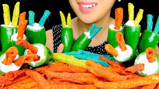 JALAPENOS WITH CREAM CHEESE AND TAKIS  TAKIS ASMR  EATING ASMR  TracyN ASMR [upl. by Sanoj667]