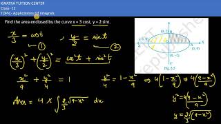 5 Find the area enclosed by the curve x  3 cost y  2 sint [upl. by Ecertak]