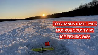 Ice Fishing Tobyhanna State Park 2022 Insane TipUp Action [upl. by Annaet253]