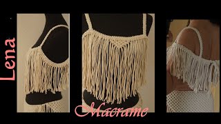 𝗠𝗮𝗰𝗿𝗮𝗺𝗲 with 𝗟𝗲𝗻𝗮  Makramee Top mit Fransen  Macrame Top with fringe [upl. by Westphal839]