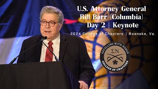 United States Attorney General Bill Barr Columbia Delivers Speech during 2024 College of Chapters [upl. by Riggall590]