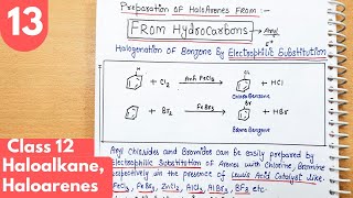 14 Halogenation of Benzene Electrophilic substitution preparation of Haloarenes organic class12 [upl. by Bobbie]