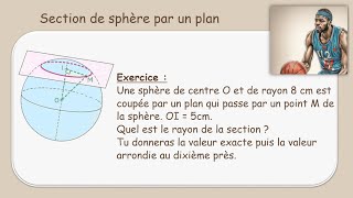 Exercice corrigé  section dune sphère par un plan [upl. by Kostival]