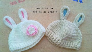 DIY Patron Gorro crochet ganchillo con orejas de conejo para bebe 2 de 2 [upl. by Acirret]