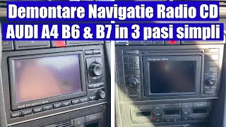 Demontare cum scoti navigatie RNSE  RNSD radio CD Audi A4 B5 B6 amp B7 A6 C5 A8 D2 in 3 pasi [upl. by Nilyad884]