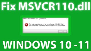 Fix MSVCR110dll Error Reinstalling Program amp Troubleshooting Tips  msvcr100dll missing [upl. by Rosel]