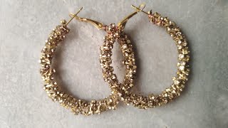 Diy Hoop Earrings Rhinestone Chain Hoop Earrings Making At Home Saima Create Ideas [upl. by Fanchan736]