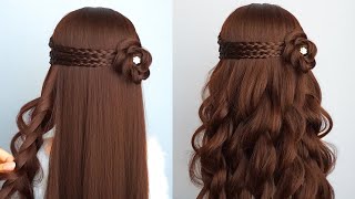 Easy And Unique Hairstyle For Wedding And Prom  Waterfall Braid Half Up Half Down [upl. by Elissa]