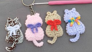 easy Crochet Cat  cat crochet keychain [upl. by Killy]