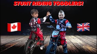 Stunt Riding Toddlers  Motorcycle Bike Tricks Collab with RockstarHarley [upl. by Atelokin195]