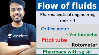 flow of fluids  Orifice meter  Venturimeter  pitot tube  rotometer  lecture 2 bpharmacy [upl. by Norret]