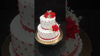 Two tier anniversary Rose design rosecake towtiercake anniversarycake anniversarycakedecoration [upl. by Airol523]