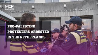 Dutch proPalestine student protesters arrested at Delft University of Technology [upl. by Lisab904]