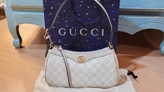 Gucci Ophidia Small Handbag in BeigeWhite  Oatmeal leather [upl. by Carmelia]